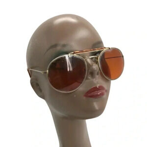 Vintage Gold Rimmed Orange Lens Aviator Sunglasses